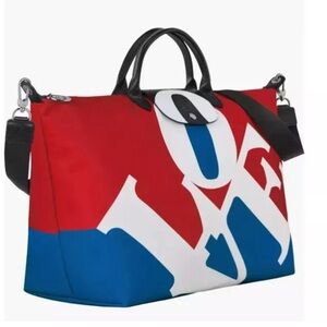 Longchamp X Robert Indiana Large Le Pliage Canvas Travel Bag